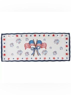 Fireworks & American Flags Rectangle Platter